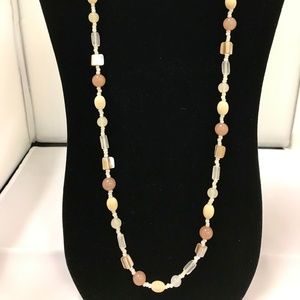 Necklace with Wood/Cream/Shell Beads
